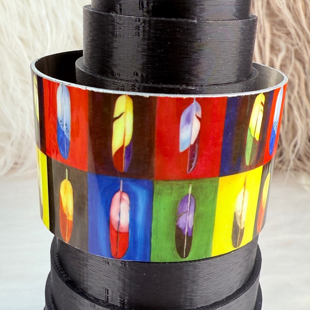 Colorful Feather Pattern Vibrant Colored Wide Cuf… - image 1